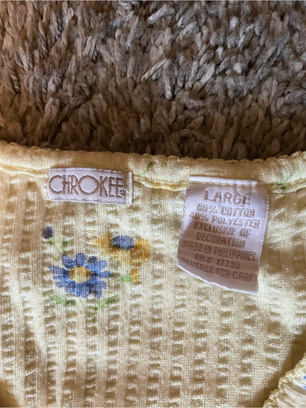 Cherokee Yellow and Blue Floral Short Pajama Set - Picture 3 of 3